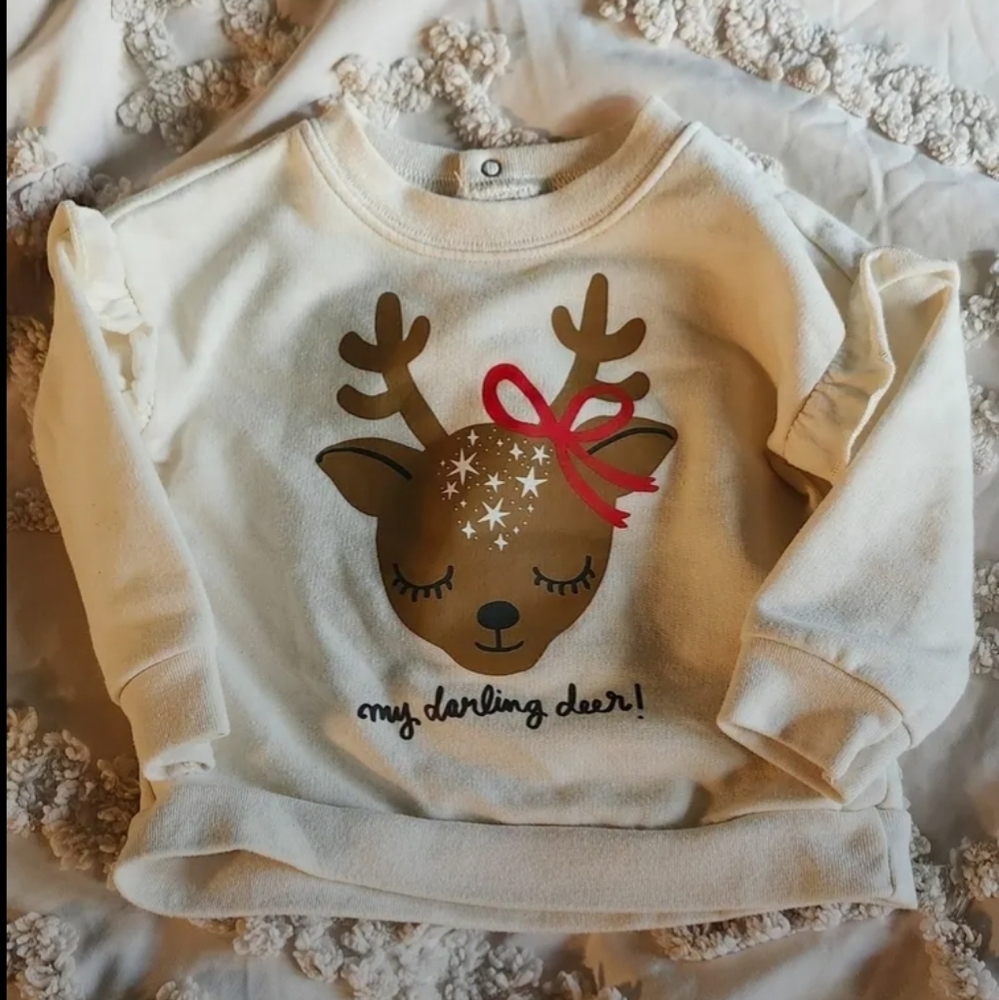 Cream Reindeer Kids Sweatshirt